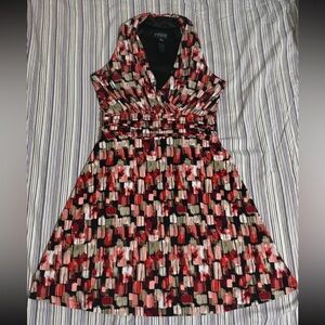 Enfocus Studio Red and Black Patterned Mini Dress